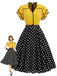 [Pre-Sale] Yellow Black 1960s Polka Dot Ruffle Patchwork Dress 8