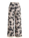1940s Floral Fringe Hem Wide-Leg Pants