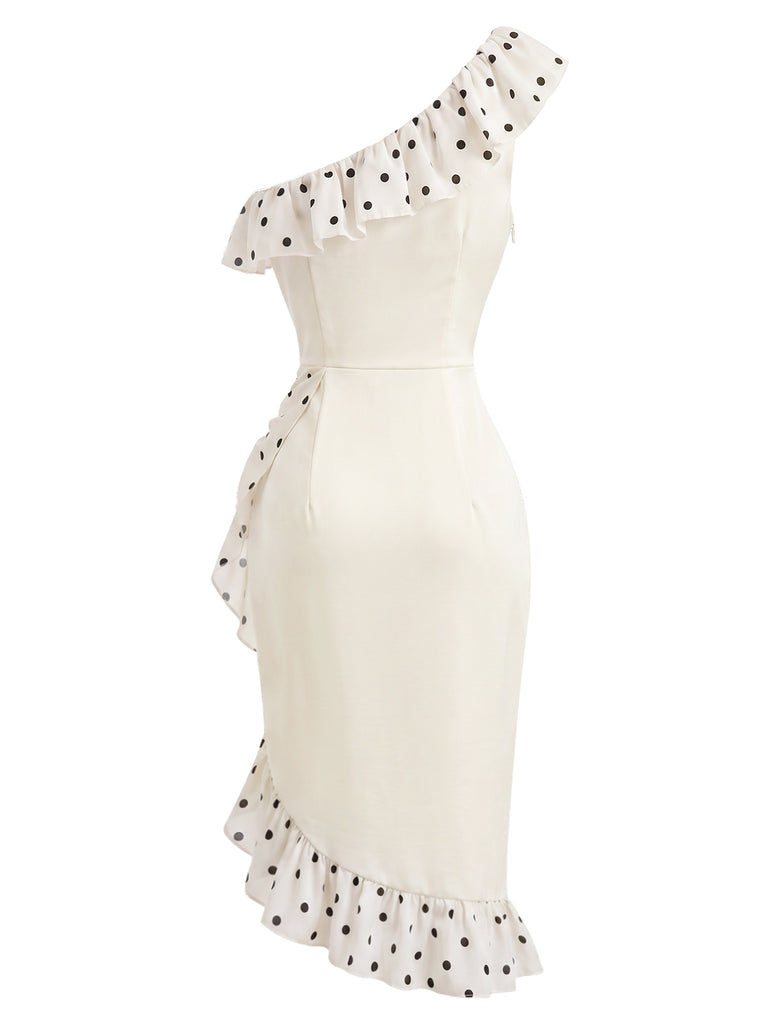 [Pre-Sale] Cream Color 1960s Polka Dot Ruffle Dress 5