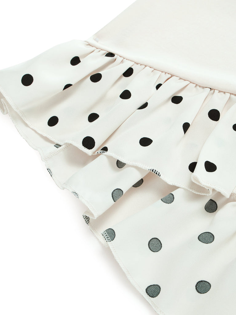 [Pre-Sale] Cream Color 1960s Polka Dot Ruffle Dress 6