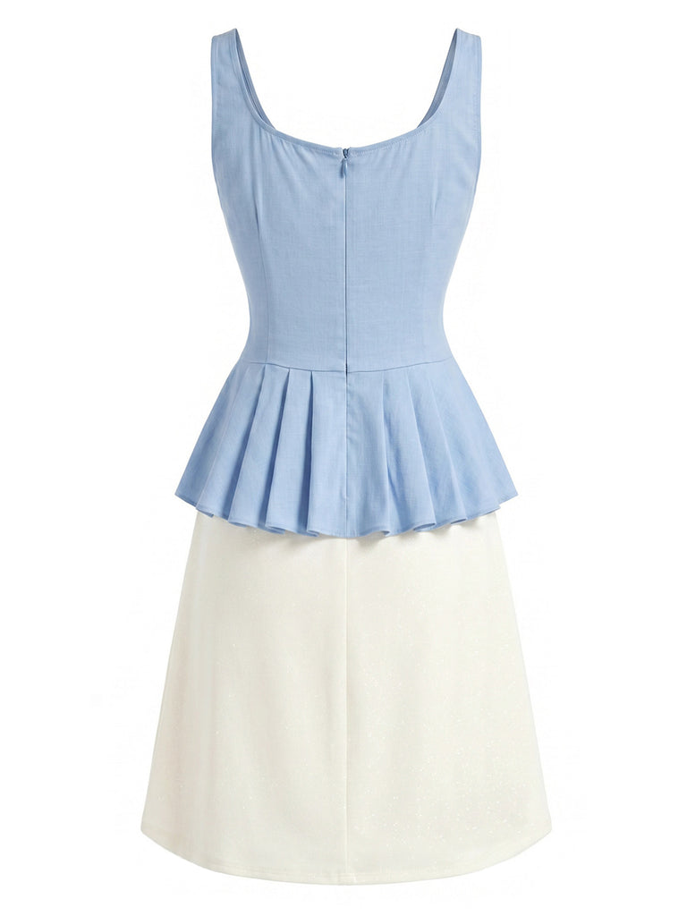 [Pre-Sale] 2PCS 1970s Solid Pleated Hem Tank Top & Mini Skirt