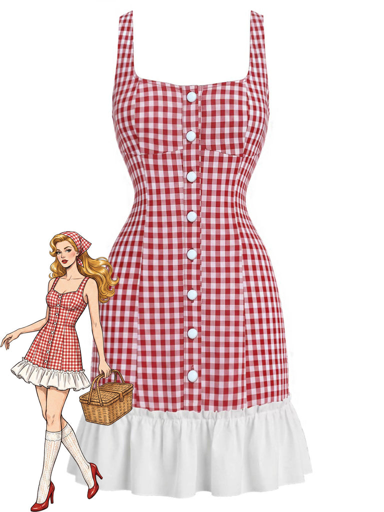 [Pre-Sale] Red Blue White 1950s Patchwork Jumpsuit