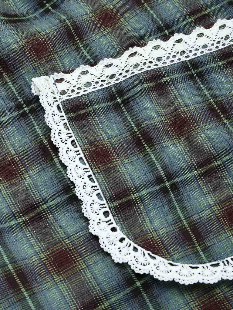 [Pre-Sale] Lake Green Plaid Lace Blouse 7