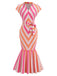 [Pre-Sale] Orange Red 1960s Floral Striped Dress 3