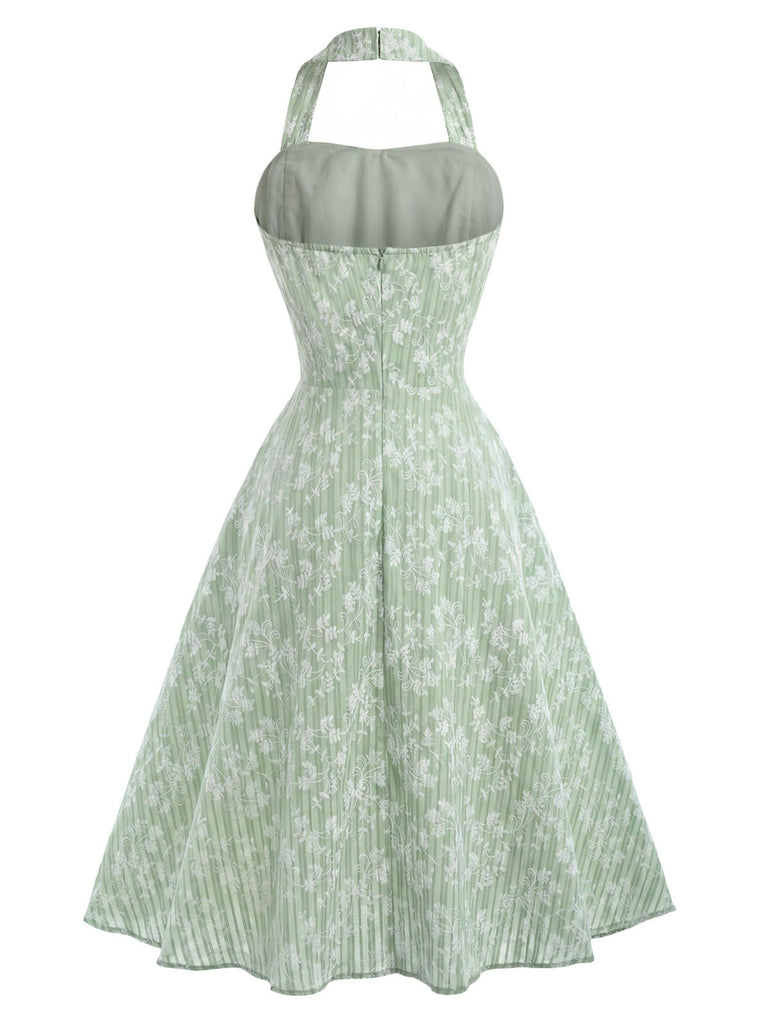 [Pre-Sale] Gray Green 1940s Floral Vintage Dress 5