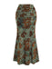 Dark Army Green 1970s Vintage V Neck Two Piece Set 8