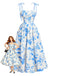 1950s Floral Print Tie Strap Midi Dress