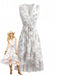 White 1970s Floral Lace V Neck Dress