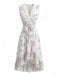 White 1970s Floral Lace V Neck Dress 2