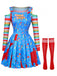 Blue 1960s Floral Two Piece Set