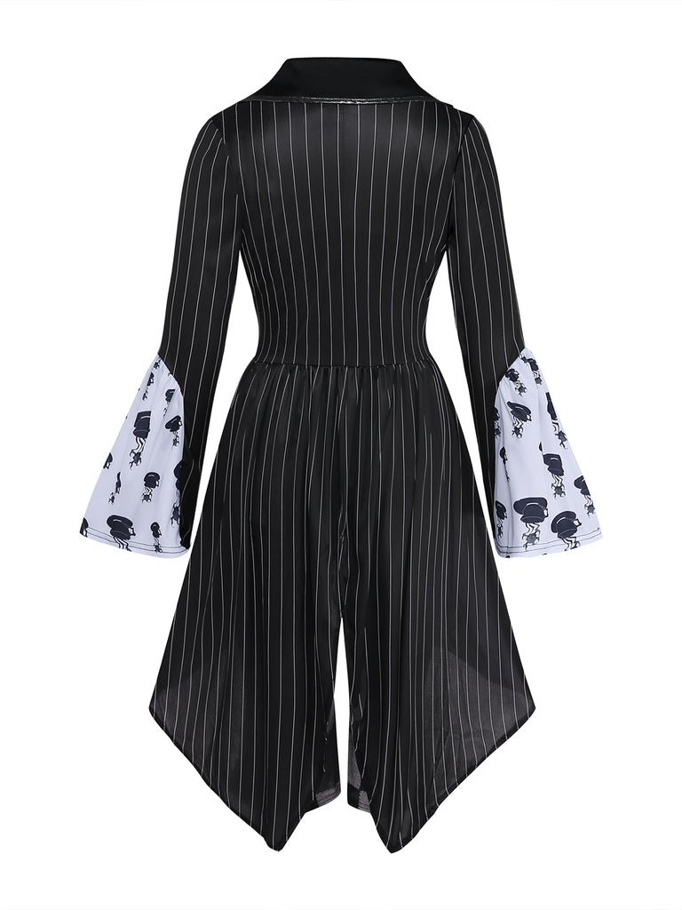 Black 1960s Floral Striped Two Piece Set 2