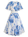 Plus Size 1950s Floral V Neck Belted Dress 2