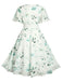 Plus Size 1950s Floral V Neck Belted Dress 5
