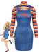 2PCS 1960s Striped High Neck Top & Overall Dress