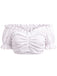 White 1950s Ruffle Off Shoulder Tie Front Crop Top