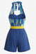 Dark Blue 1970s Vintage Floral Halter Jumpsuit