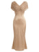 [Pre-Sale] Champagne 1930s V Neck Belted Dress 2