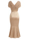 [Pre-Sale] Champagne 1930s V Neck Belted Dress 3