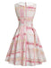 Pink 1950s Plaid Peter Pan Collar Sleeveless Dress