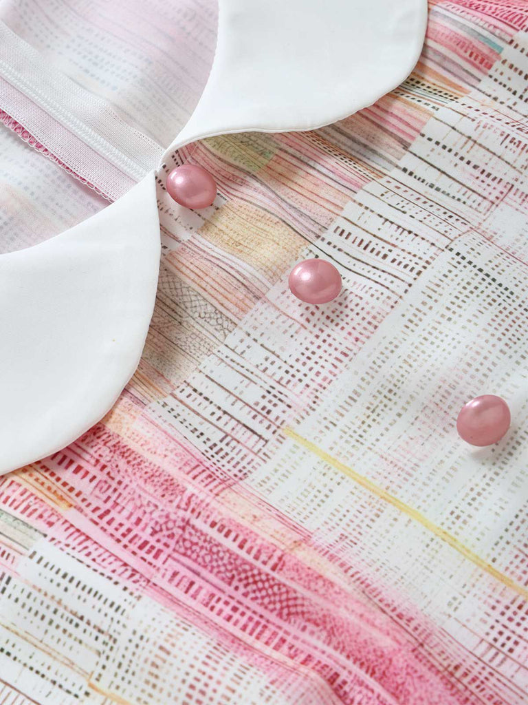 Pink 1950s Plaid Peter Pan Collar Sleeveless Dress
