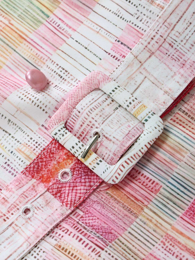 Pink 1950s Plaid Peter Pan Collar Sleeveless Dress