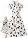 1950s Cat Polka Dot Belted Shirt Dress