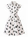 1950s Cat Polka Dot Belted Shirt Dress