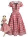 [Pre-Sale] 1940s Plaid Peter Pan Collar Button Bow Dress