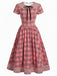 [Pre-Sale] 1940s Plaid Peter Pan Collar Button Bow Dress