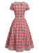 [Pre-Sale] 1940s Plaid Peter Pan Collar Button Bow Dress