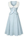 [Pre-Sale] Light Blue 1940s Peter Pan Collar A-Line Midi Dress