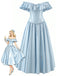 [Pre-Sale] Light Blue Grey 1950s Ruffle Dress