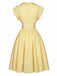 [Pre-Sale] Light Yellow 1950s V Neck Ruffle Striped Dress 3