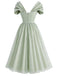 [Pre-Sale] Sage Green 1950s Sweetheart Neck Bow Sleeve Chiffon Dress