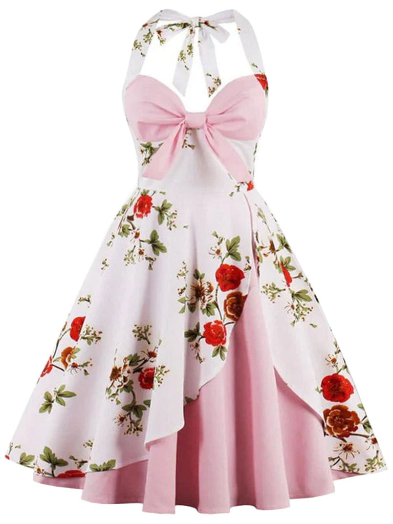 [Pre-Sale] [Plus Size] 1950s Halter Floral Swing Dress