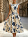 Beige 1950s Floral Vintage Classic Dress 5