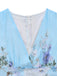 Baby Bule 1950s Floral V Neck Patchwork Dress 4