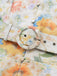 White 1940s Floral Print Long Sleeve Button Belted Dress