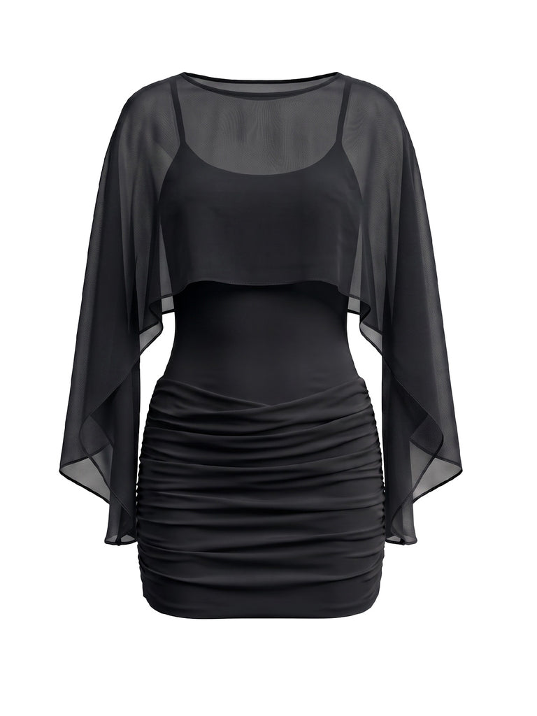 Dark Coffee 1960s Mesh Dress