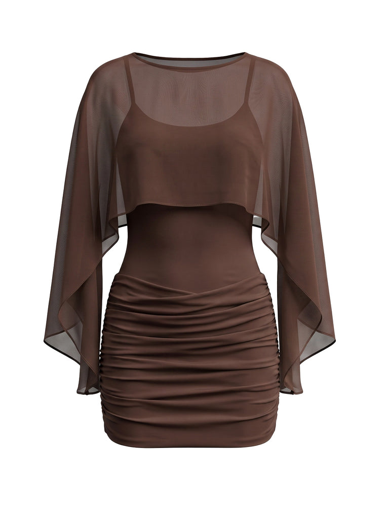Dark Coffee 1960s Mesh Dress 3