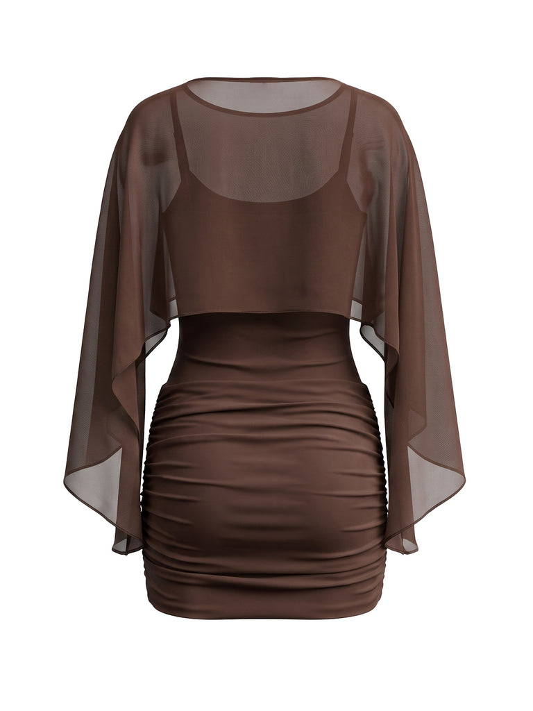 Dark Coffee 1960s Mesh Dress 4