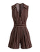 Brown 1950s Lapel Striped Tie-Back Sleeveless Romper, vintage romper, retro jumpsuit - perfect for women who love vintage and retro fashion