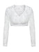 White 1950s Floral Lace Long Sleeves Cropped Top