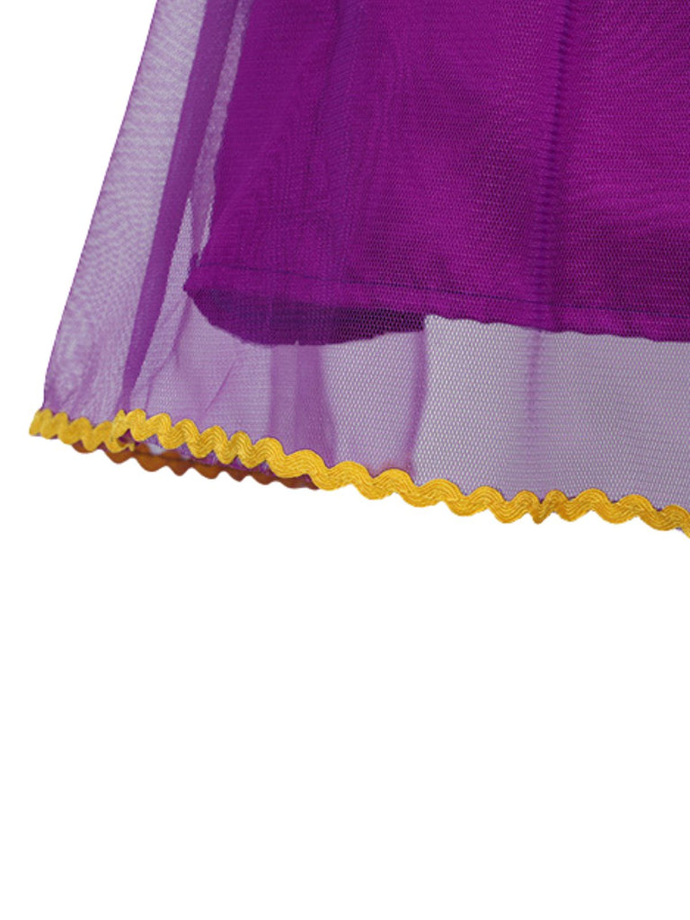Purple 1950s Heart Apron Teapot Cosplay Mesh Dress