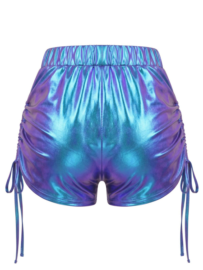 1960s Holographic Drawstring Metallic Shorts