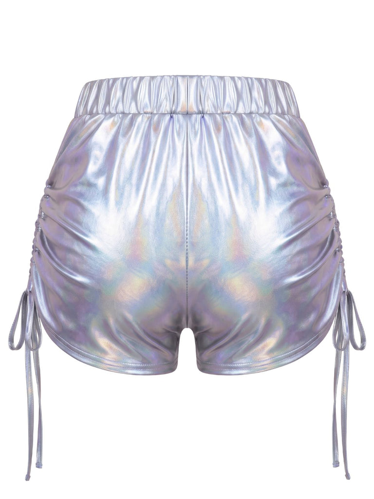 1960s Holographic Drawstring Metallic Shorts