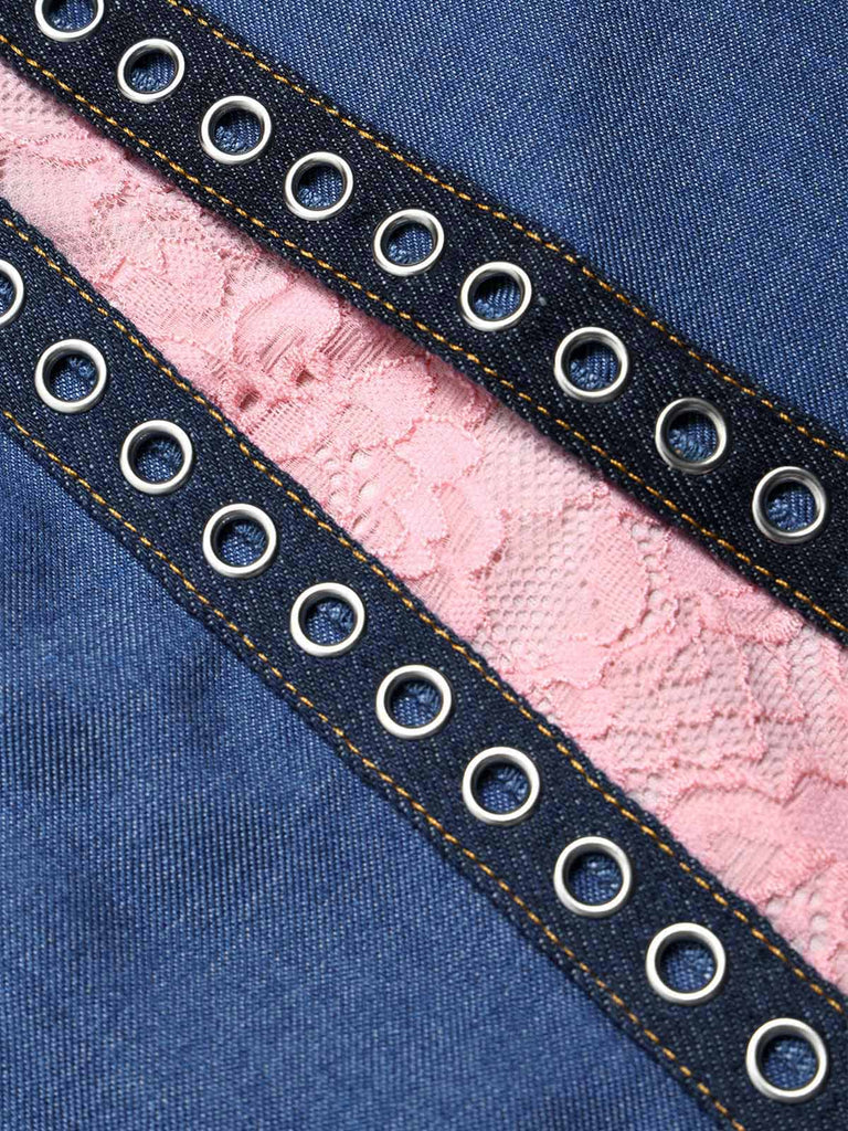 [Pre-Sale] Blue 1980s Lace Denim Skirt 6
