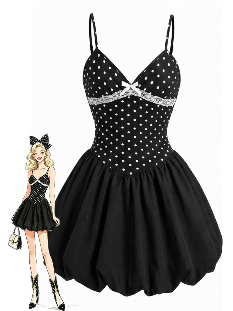 [Pre-Sale] Bbww 1960s Polka Dot V Neck Bow Top