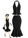 [Pre-Sale] Black 1980s V Neck Two Piece Set 5