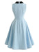 Blue 1950s Sleeveless Bow Tie Collar Dress with Pockets